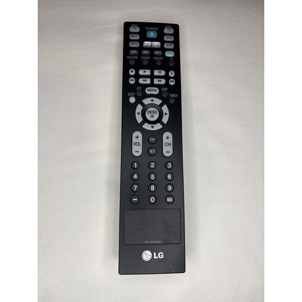 LG Remote Control MKJ32022834 TV DVD VCR Black Excellent Replacement Controller